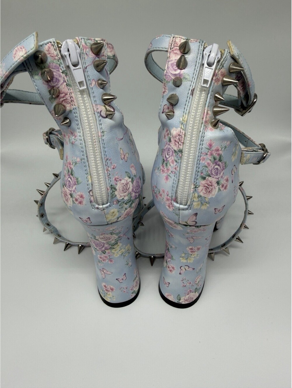 Sugar Thrillz Love and War Studded Floral Cottagecore Heels Fairy 8 NWOT *read* - Picture 3 of 9